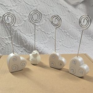 Heart-Shaped Silver and White Photo Holders